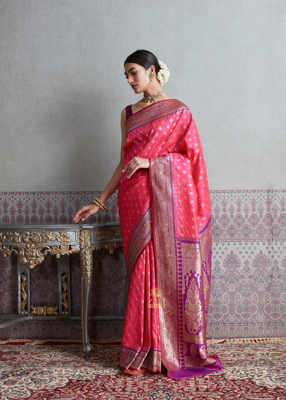 Pink Brocade Meenakari Katan Silk Handloom Banarasi Saree | Banarasi sarees,  Saree, Silk sarees online
